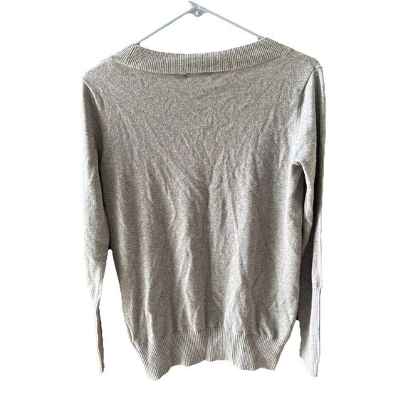 Gap Cashmere/Cotton Sweater V Neck Women M Gray Preppy Comfy - Picture 4 of 12